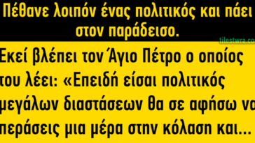 Ανέκδοτο: Πεθαίνει ένας πολιτικός και πάει στον παράδεισο.