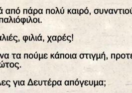 Mετά από πάρα πολύ καιρό, συναντιούνται δυο παλιόφιλοι.