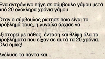 Ανέκδοτο: Ένα αντρόγυνο πήγε σε σύμβουλο γάμου μετά από 20 ολόκληρα χρόνια γάμου