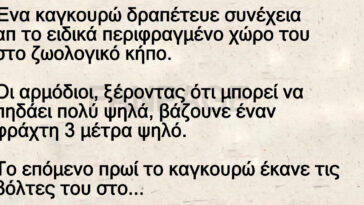 Ένα καγκουρώ δραπέτευε συνέχεια απ το ειδικά περιφραγμένο χώρο του στο ζωολογικό κήπο