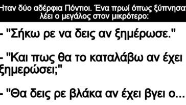 Ανέκδοτο: Ήταν δύο αδέρφια Πόντιοι. Ένα πρωί όπως ξύπνησαν λέει ο μεγάλος στον μικρότερο