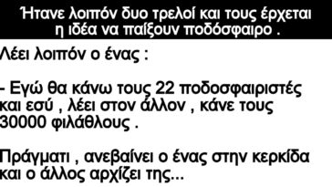 Ανέκδοτο: Ήτανε λοιπόν δυο τρελοί και τους έρχεται η ιδέα να παίξουν ποδόσφαιρο