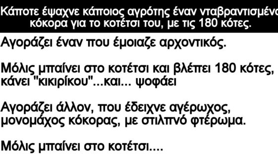 Ανεκδοτο: Ένας αγρότης έψαχνε νταβραντισμένο κόκορα
