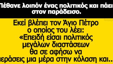 Ανέκδοτο: Πέθανε λοιπόν ένας πολιτικός και πάει στον παράδεισο.