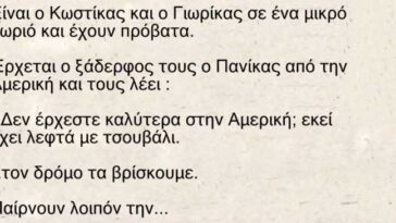 Ανεκδοτάρα: Είναι ο Κωστίκας και ο Γιωρίκας σε ένα μικρό χωριό και έχουν πρόβατα