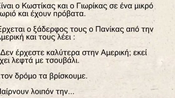 Ανεκδοτάρα: Είναι ο Κωστίκας και ο Γιωρίκας σε ένα μικρό χωριό και έχουν πρόβατα